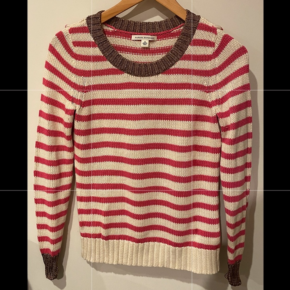 Banana Republic striped sweater pink/off-white S